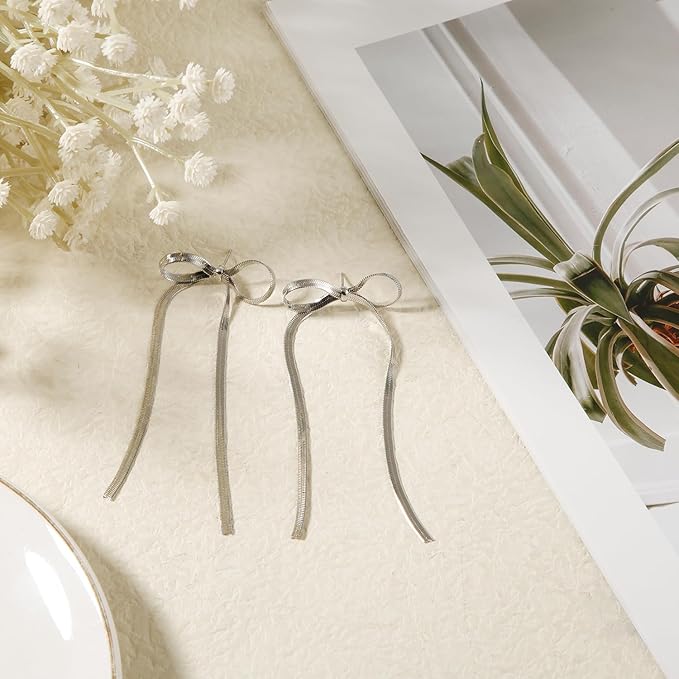 π Violette Bow Earrings - Silver (100% off)