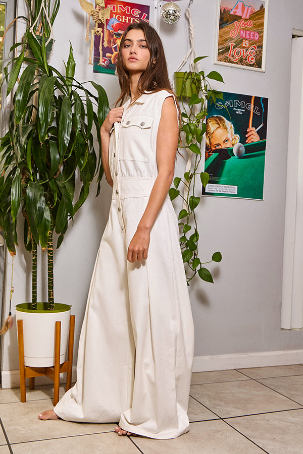 Elijah Denim Jumpsuit - White