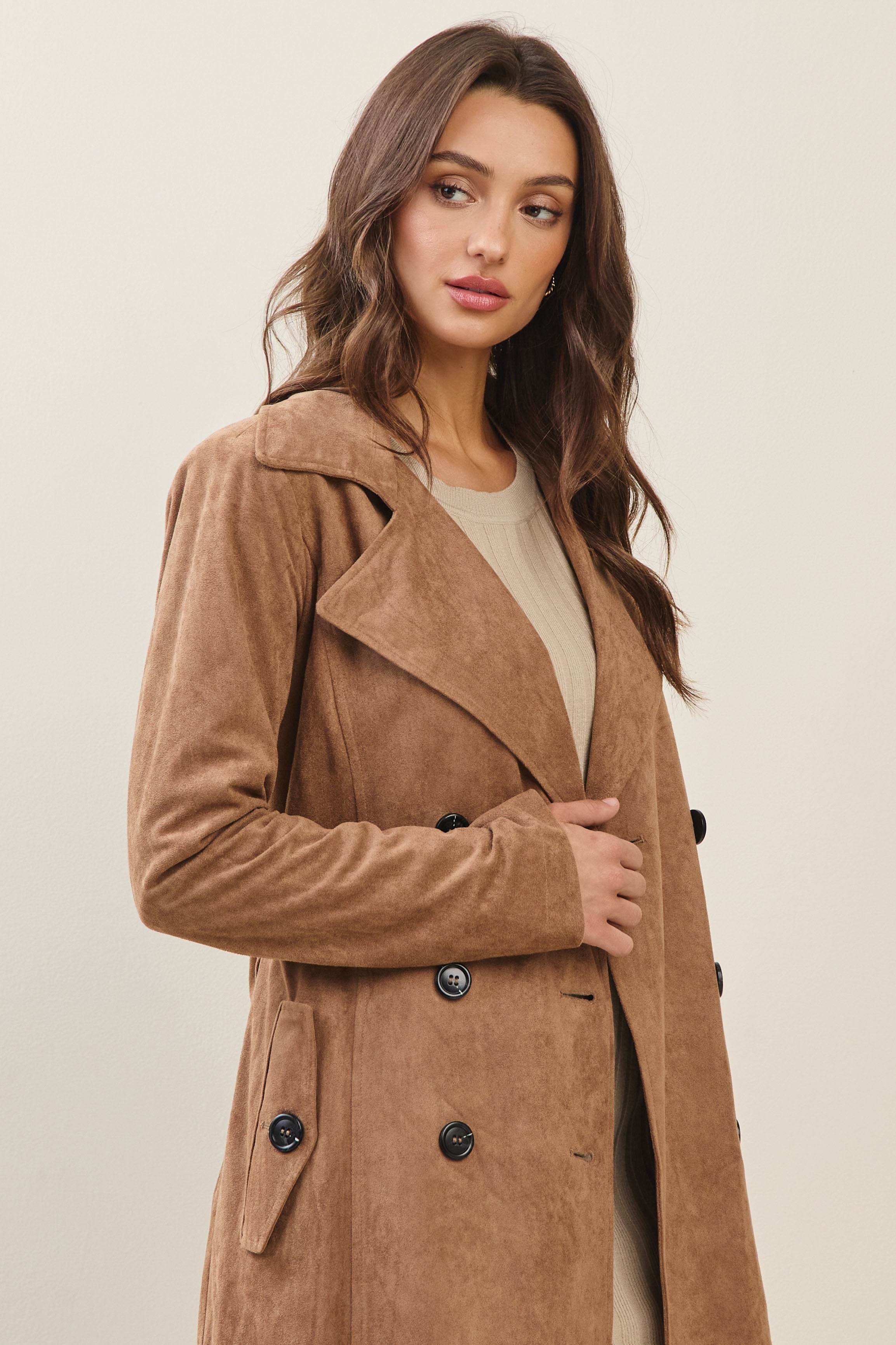 Hilary Suede Trench Coat