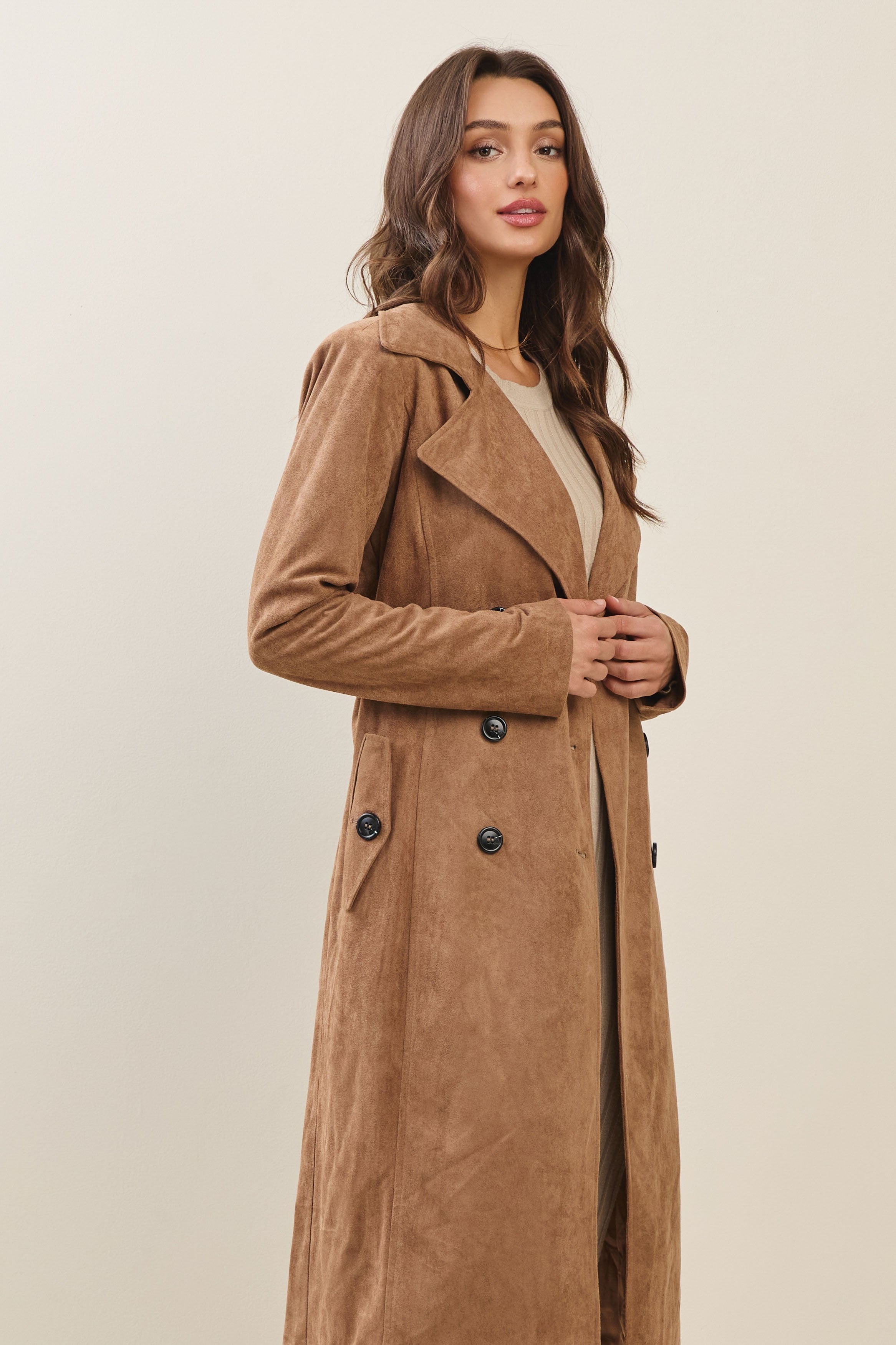 Hilary Suede Trench Coat