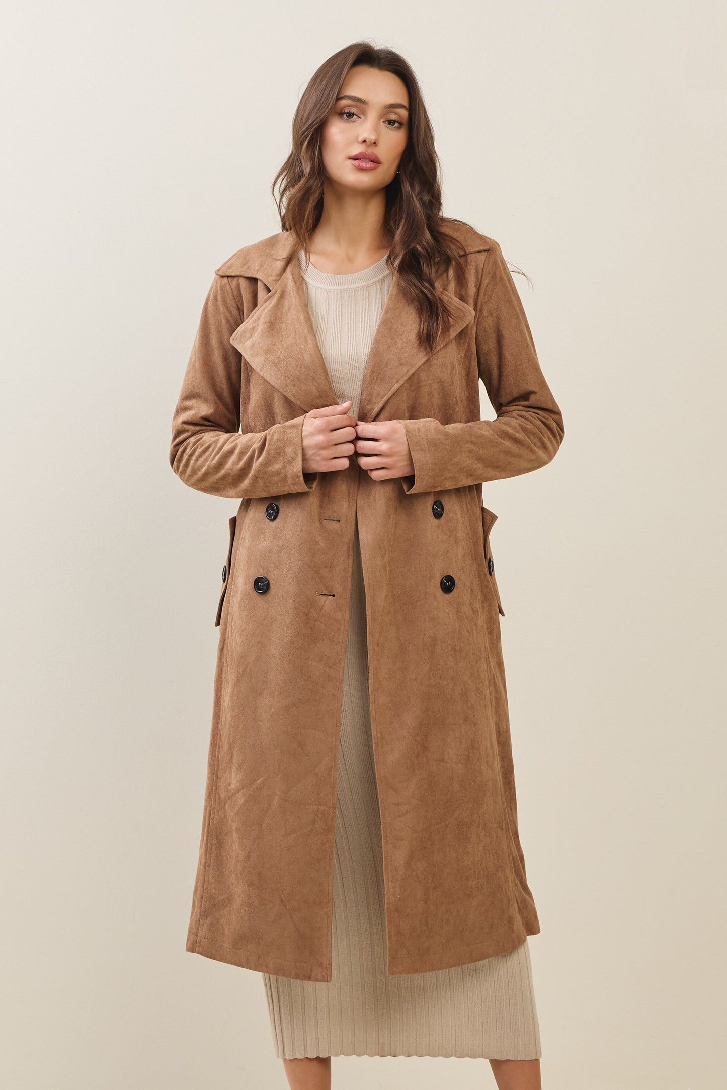 Hilary Suede Trench Coat