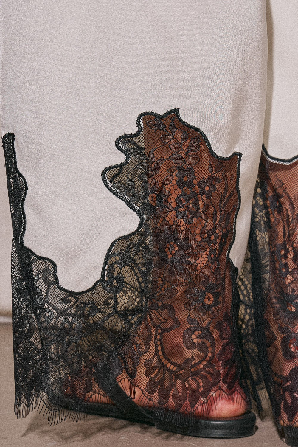 Gayle Lace Trim Satin Pants