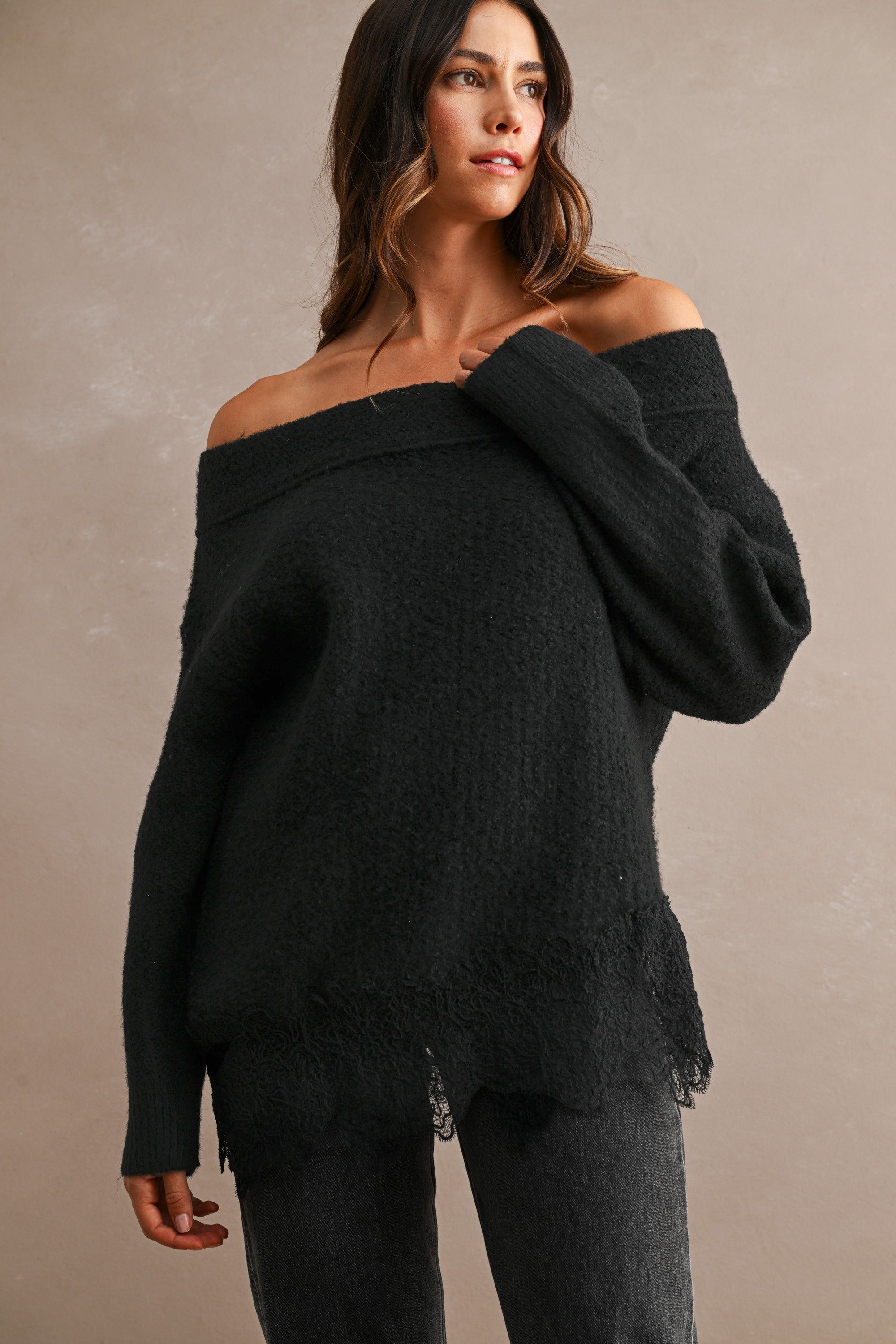 Angel Lace Trim Sweater
