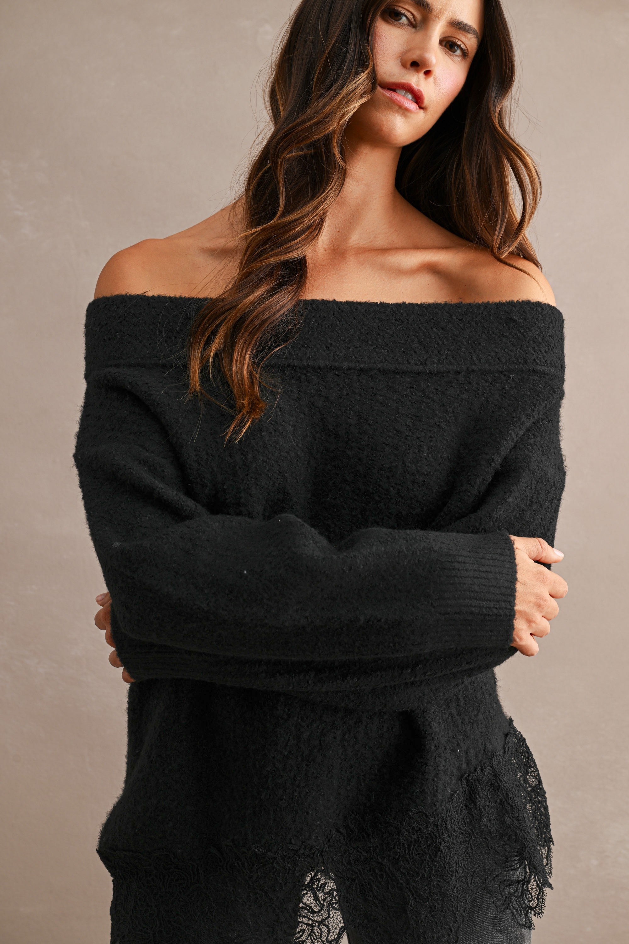 Angel Lace Trim Sweater
