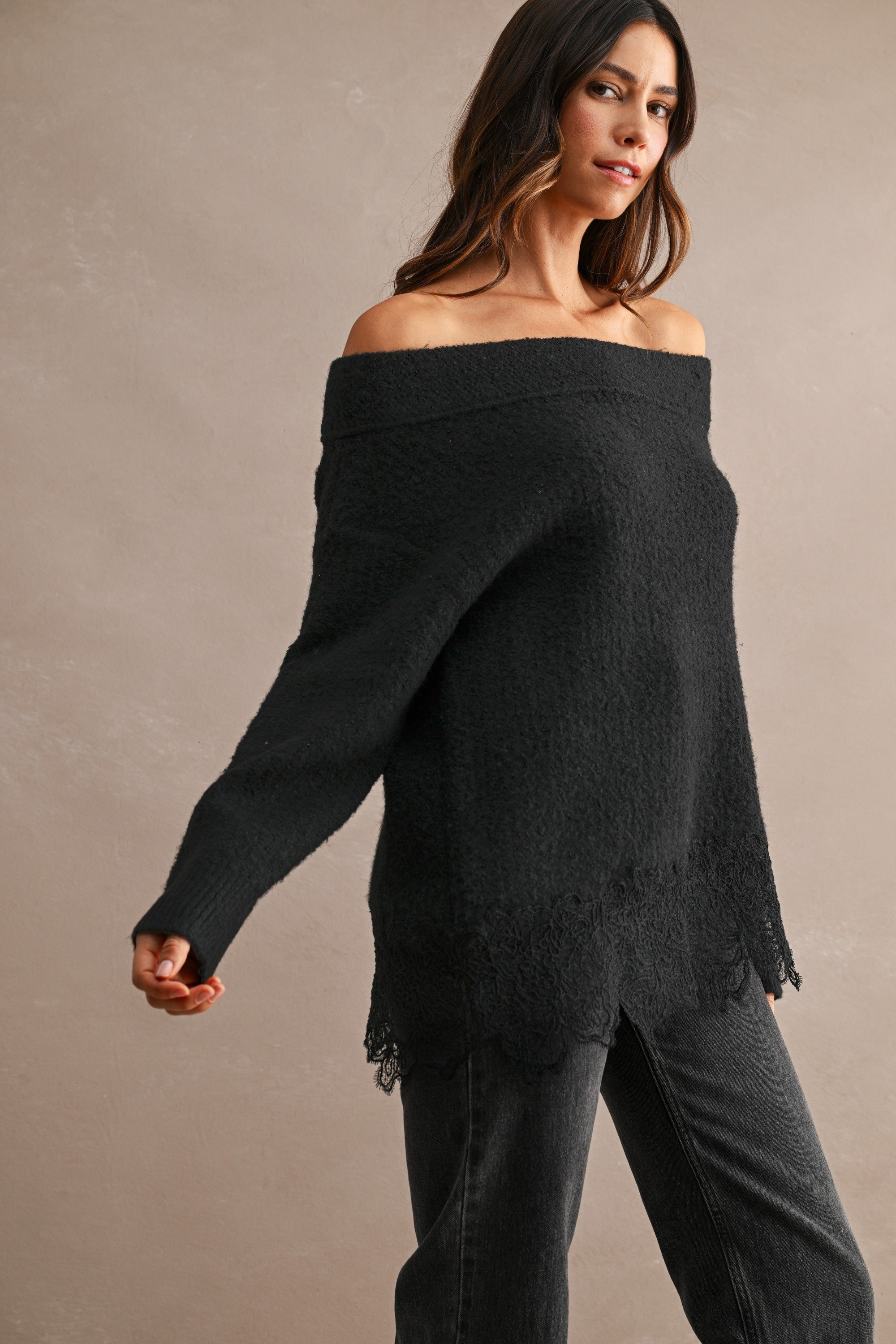 Angel Lace Trim Sweater