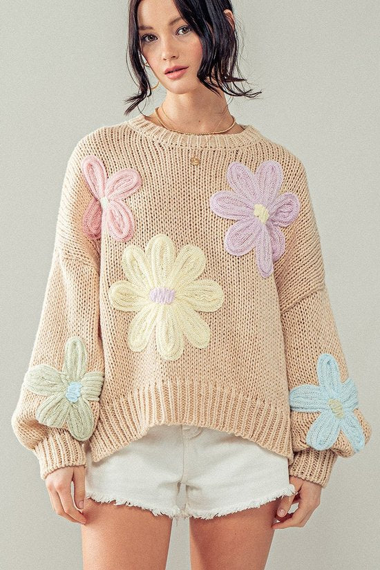 Daisies Sweater - Tan