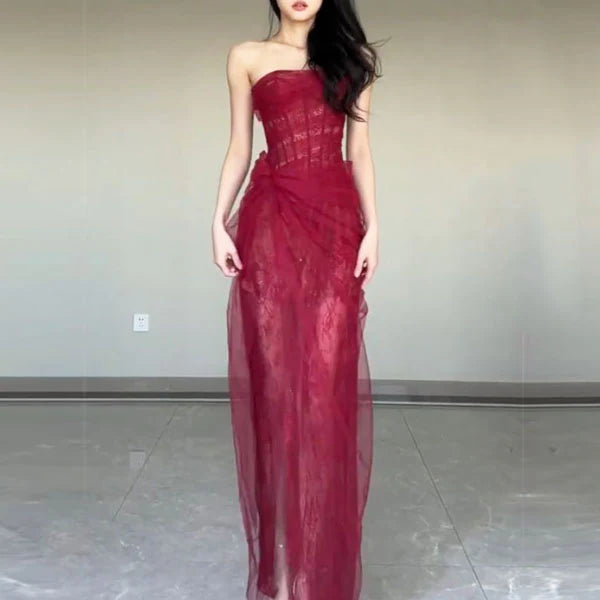 Mia Dress - Burgundy & Black