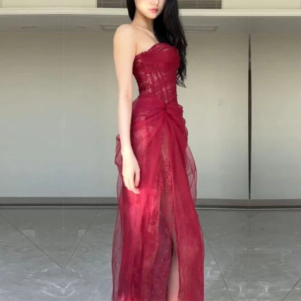 Mia Dress - Burgundy & Black