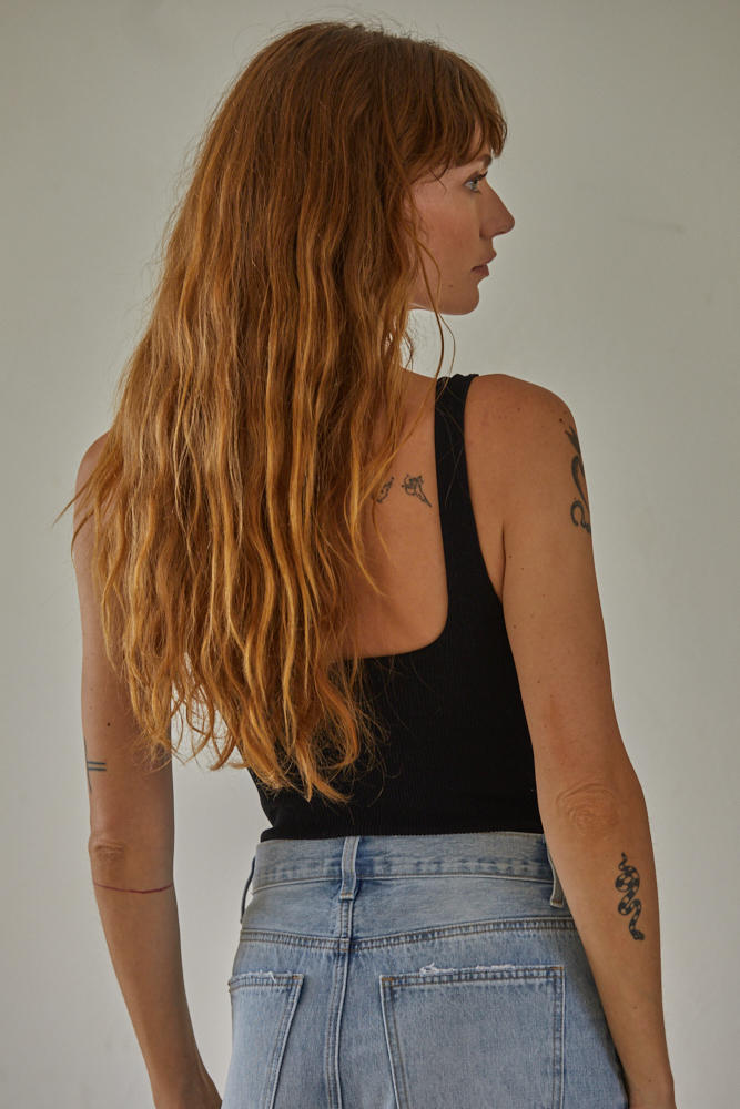 Odin Double-Layered Ribbed Bodysuit - Black