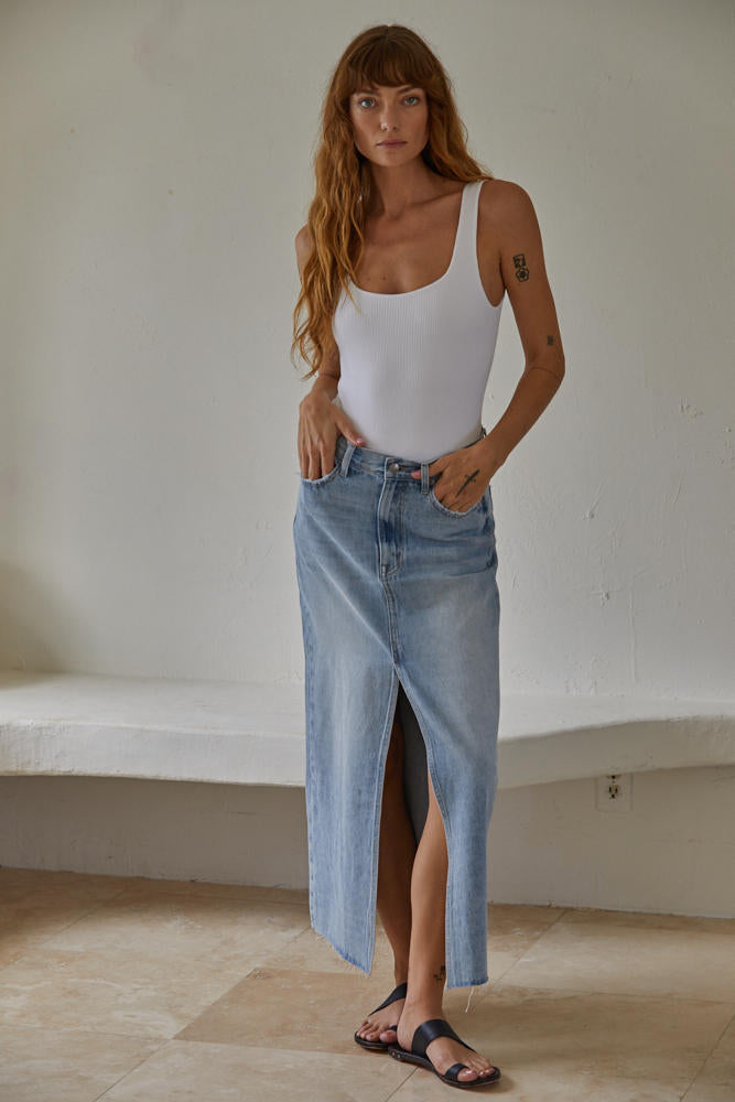 Odin Double-Layered Ribbed Bodysuit - White