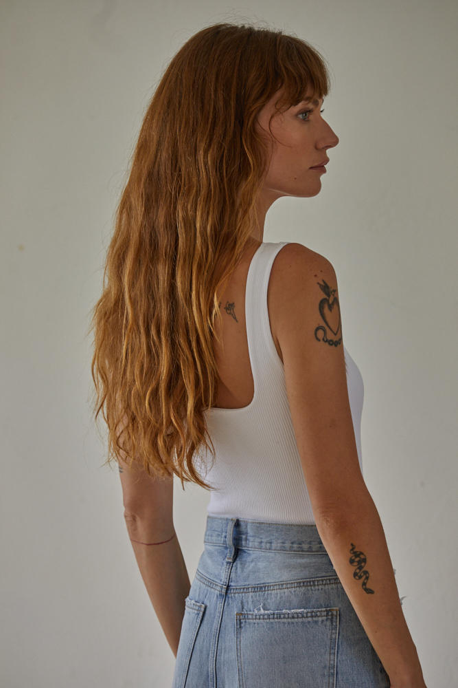 Odin Double-Layered Ribbed Bodysuit - White