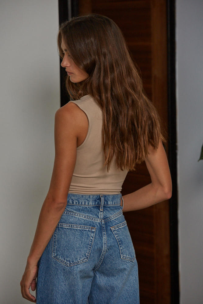 Glenn Double-Layered Seamless Tank - Light Taupe