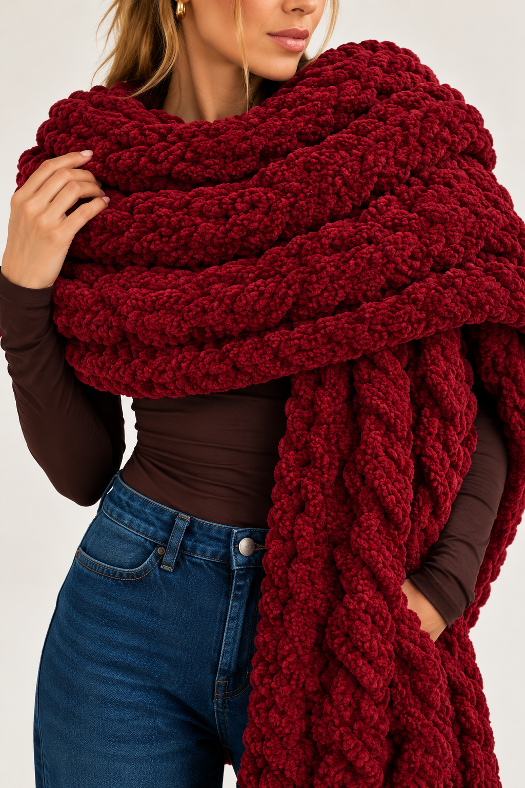 Handmade Homer Cable Knit Blanket Scarf