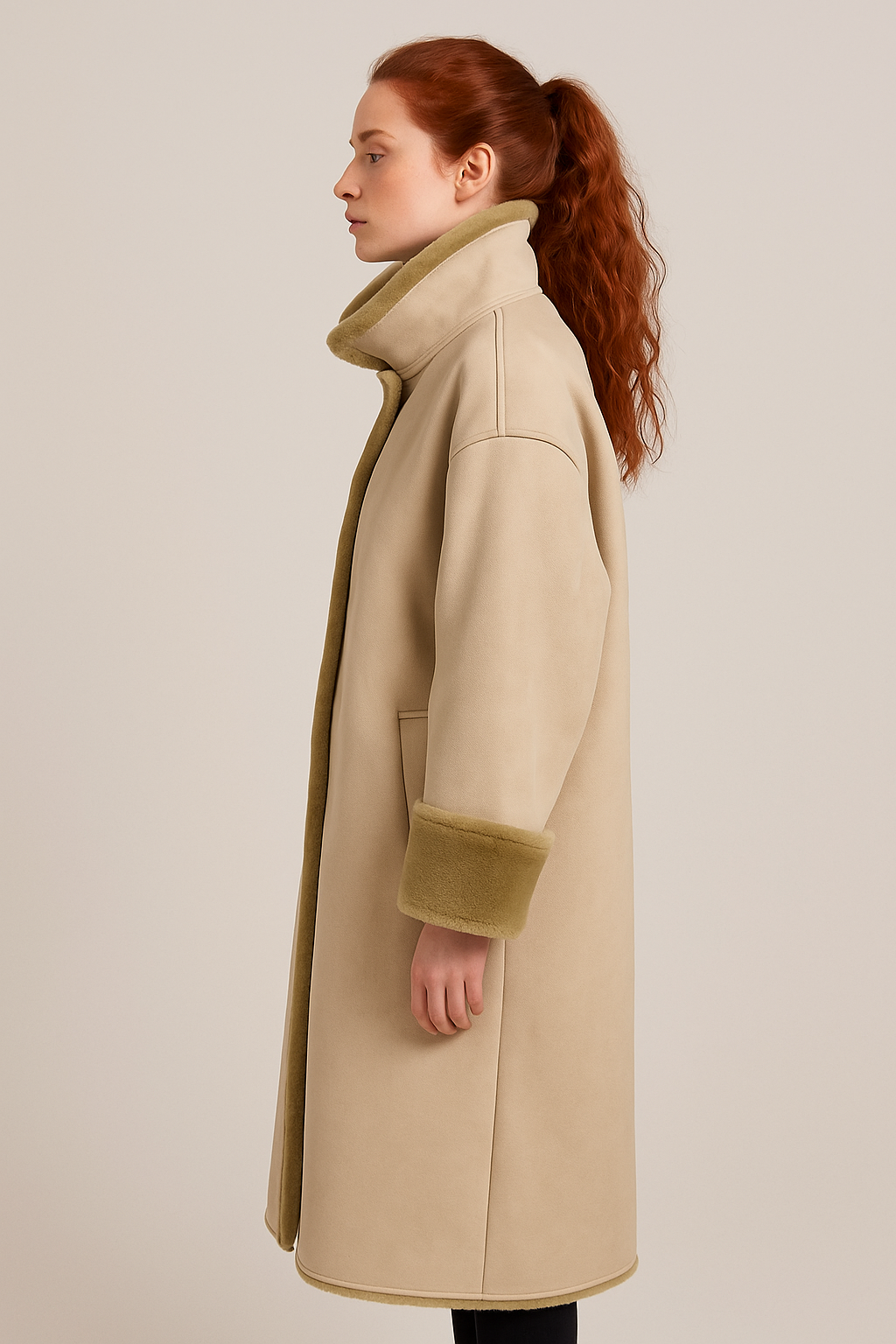 Duffy Coat - Ivory & Olive