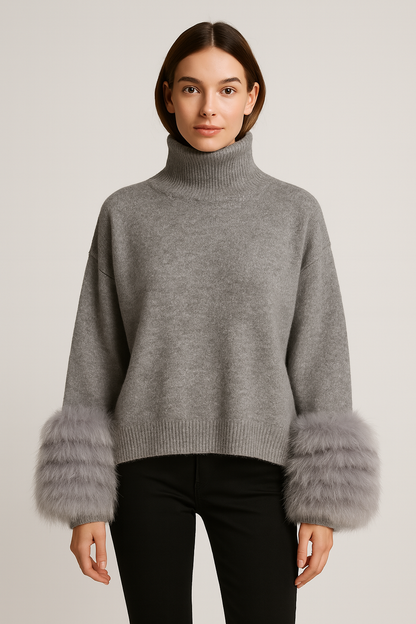 Sophie Fur Cuff Sweater - In Stock