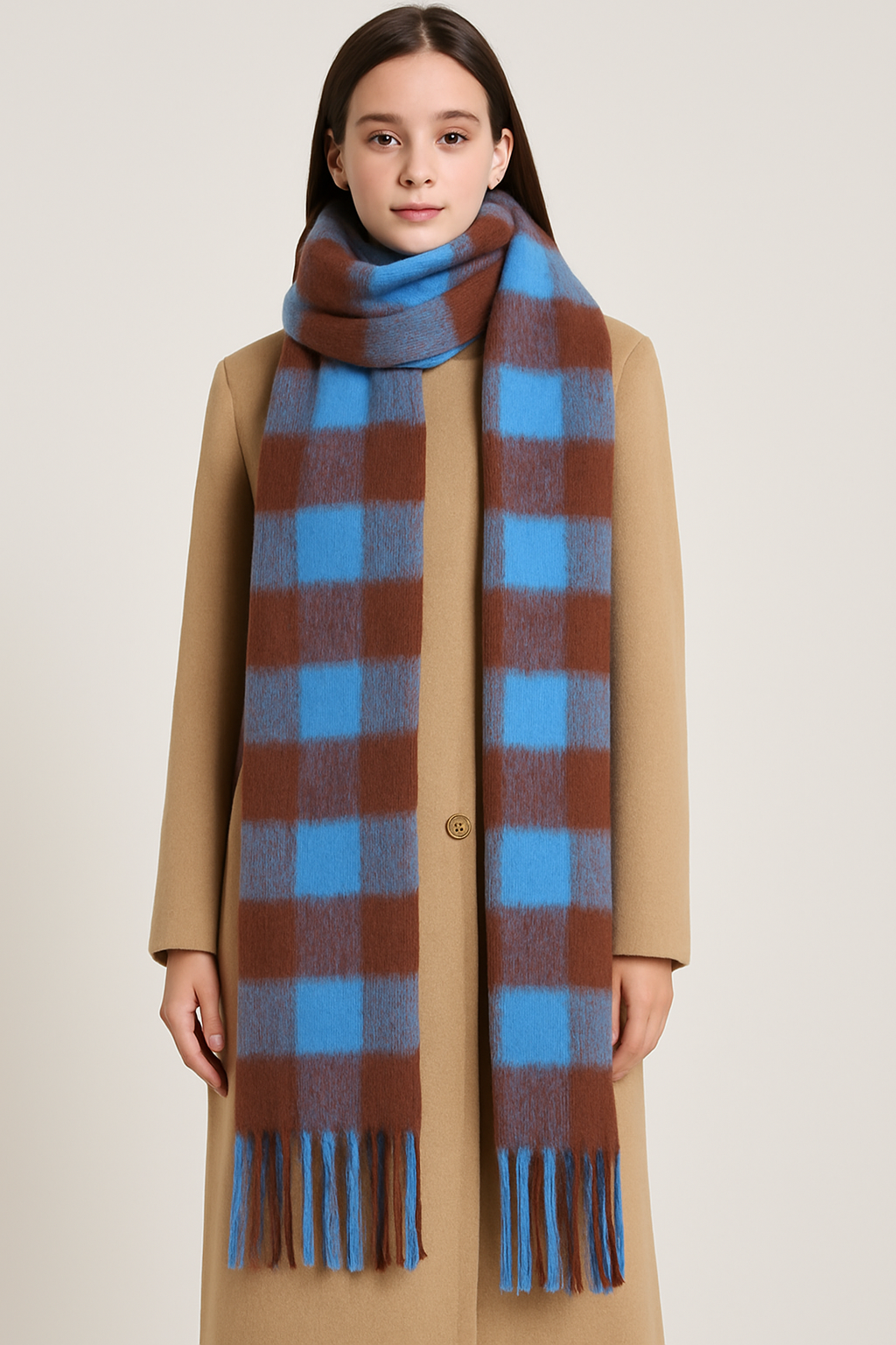 Beatriz Scarf - Chocolate & Blue