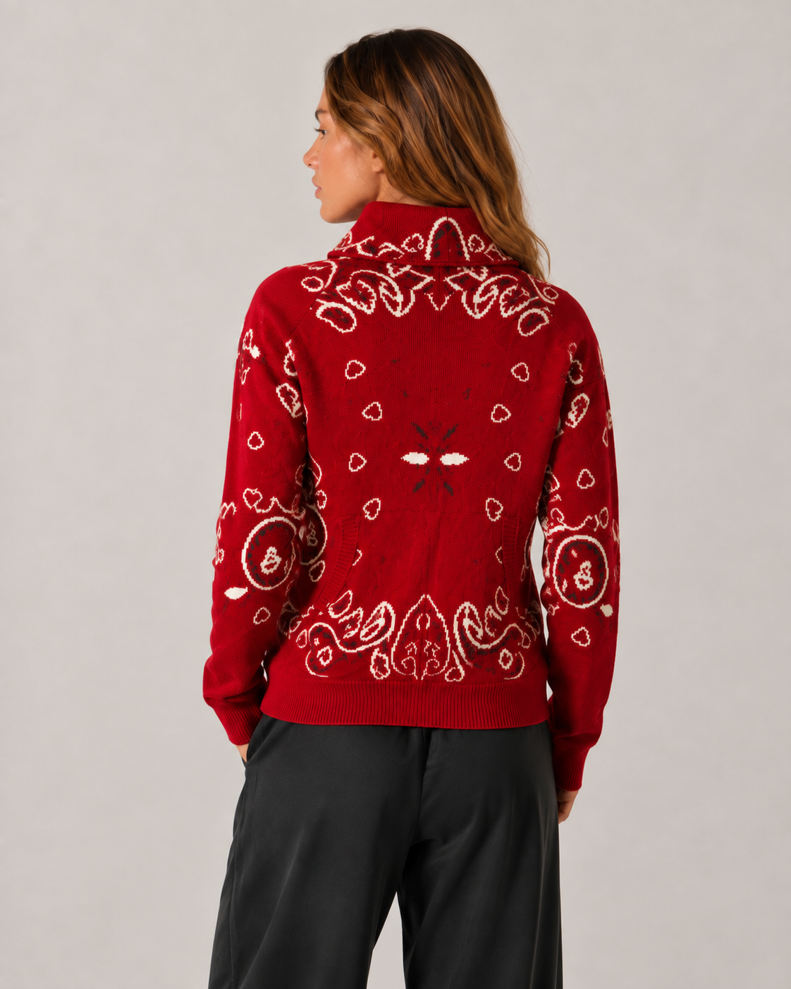 Warren Cardigan - Red, Grey