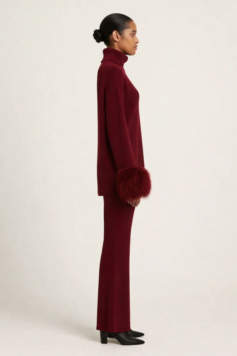 Jessica Mongolian Fur Cuff Knit Set