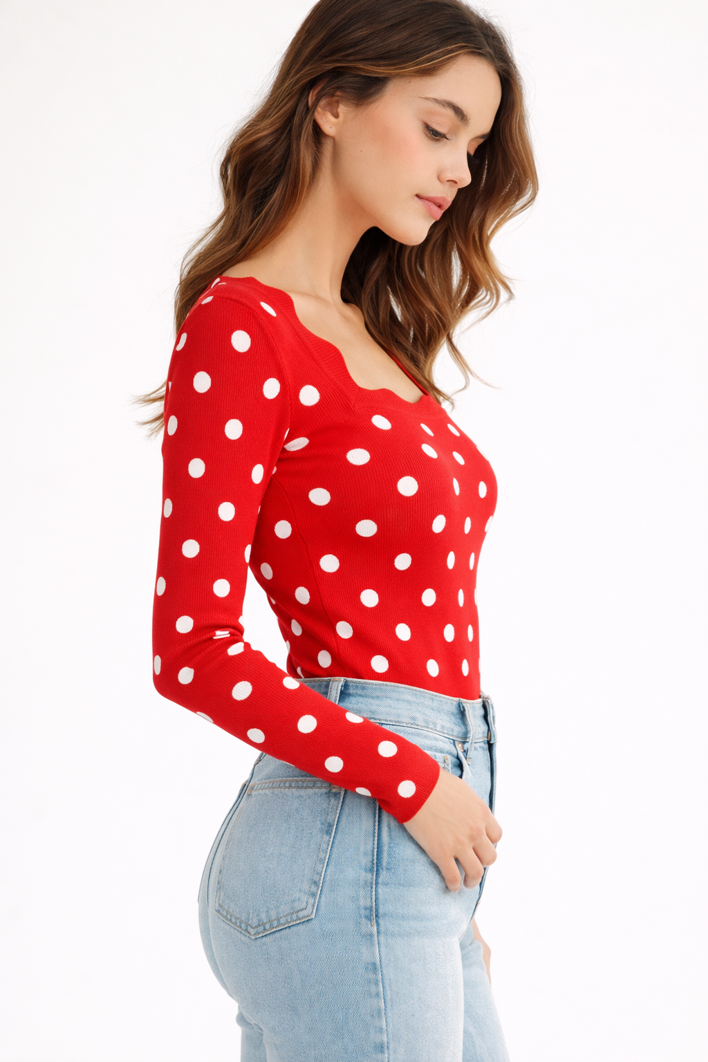 Zoe Ribbed Knit Sweater - Red