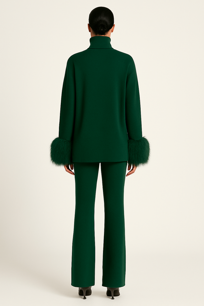 Jessica Mongolian Fur Cuff Knit Set