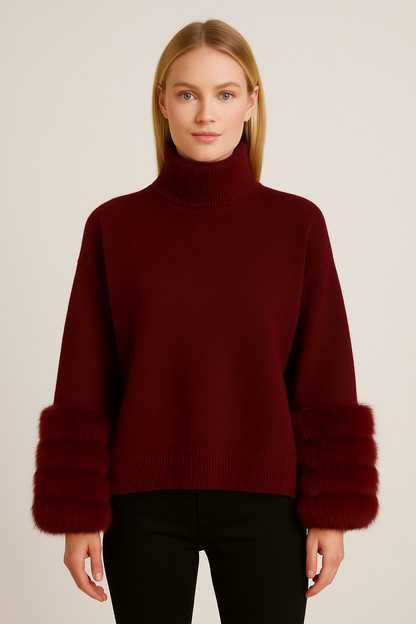 Sophie Fur Cuff Sweater - In Stock
