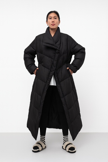 Eunice Down Fill Coat - Mocha & Black