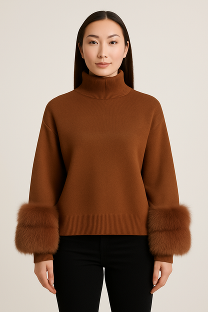 Sophie Fur Cuff Sweater - In Stock