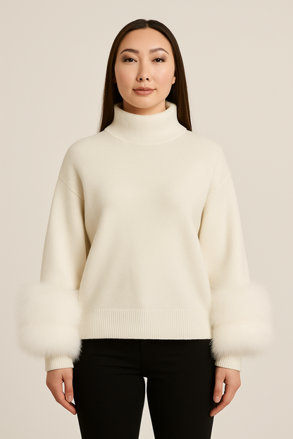 Sophie Fur Cuff Sweater - In Stock