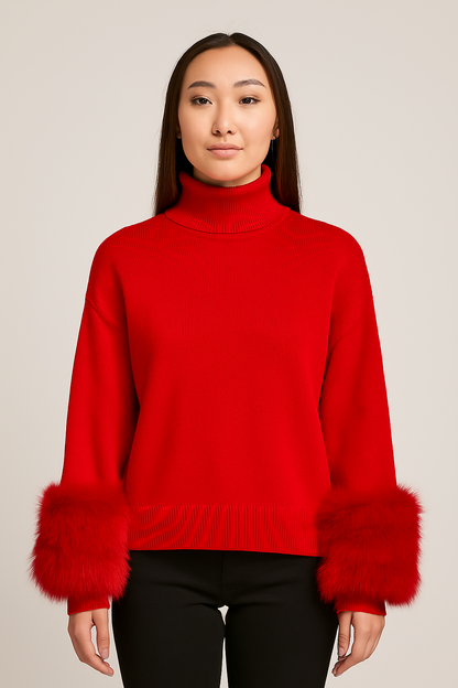 Sophie Fur Cuff Sweater - In Stock