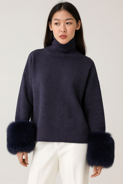 Sophie Fur Cuff Sweater - 11 Colours