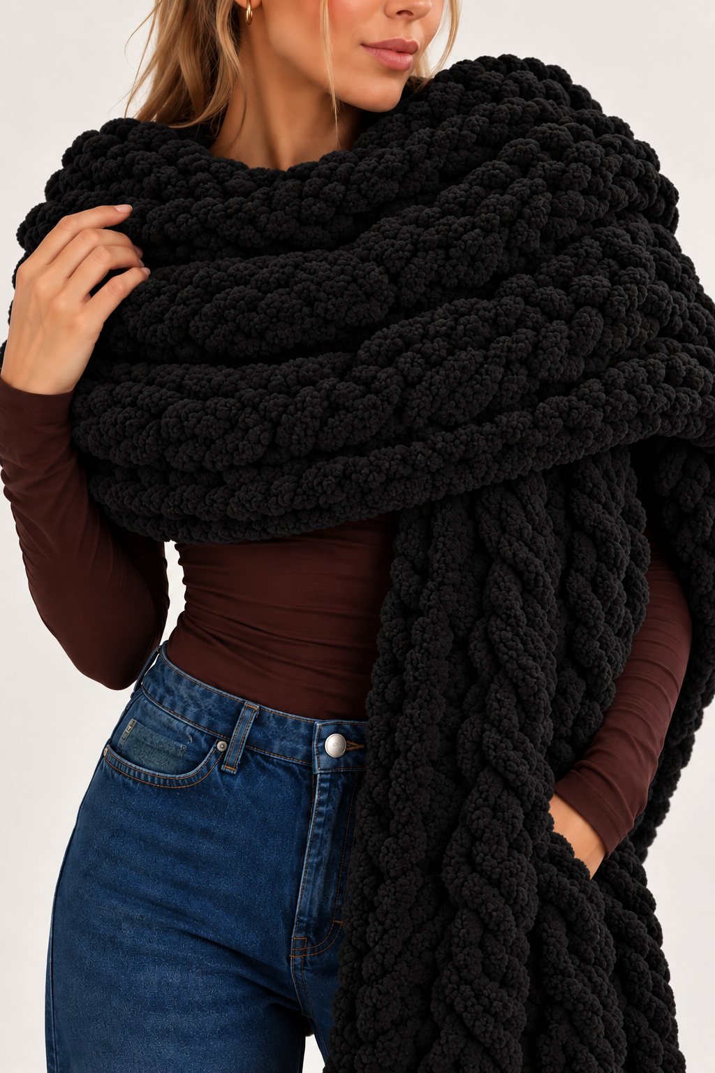 Handmade Homer Cable Knit Blanket Scarf