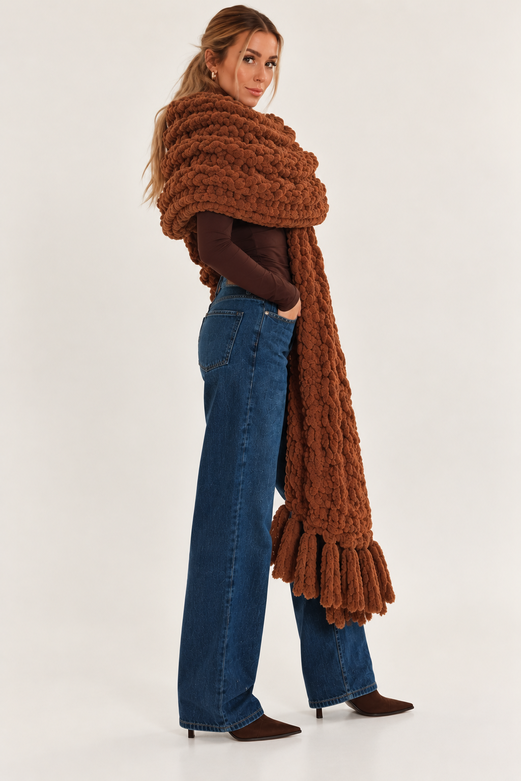 Handmade Homer Cable Knit Blanket Scarf