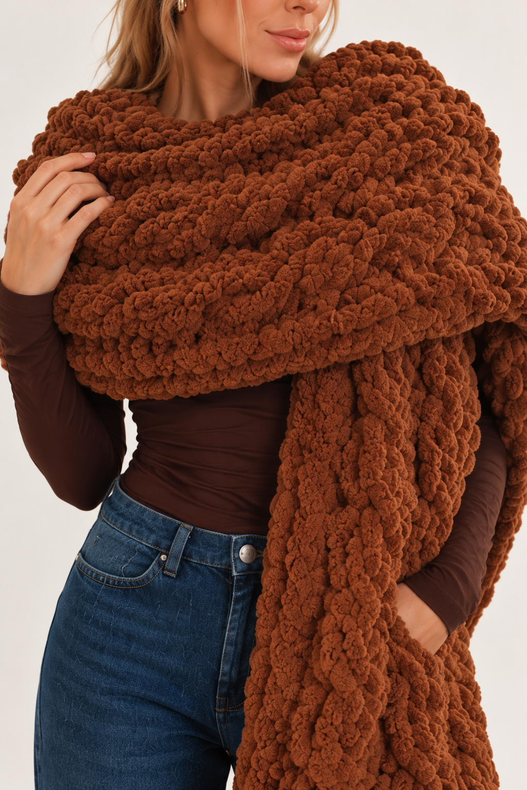 Handmade Homer Cable Knit Blanket Scarf