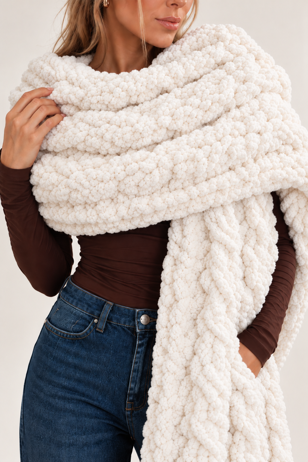 Handmade Homer Cable Knit Blanket Scarf