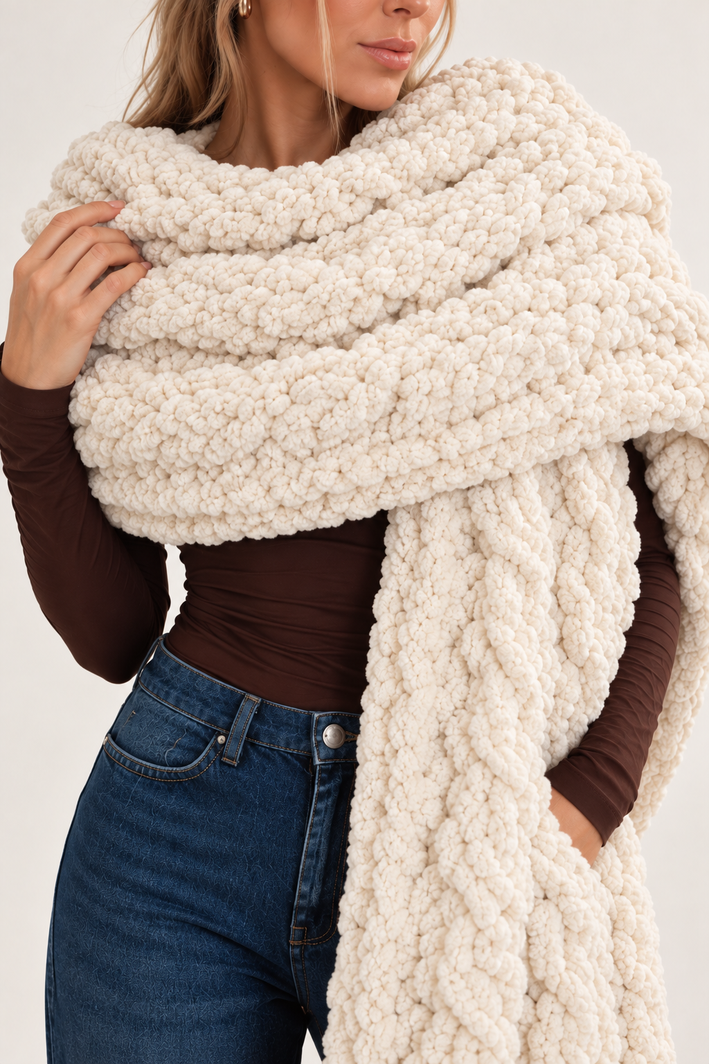 Handmade Homer Cable Knit Blanket Scarf
