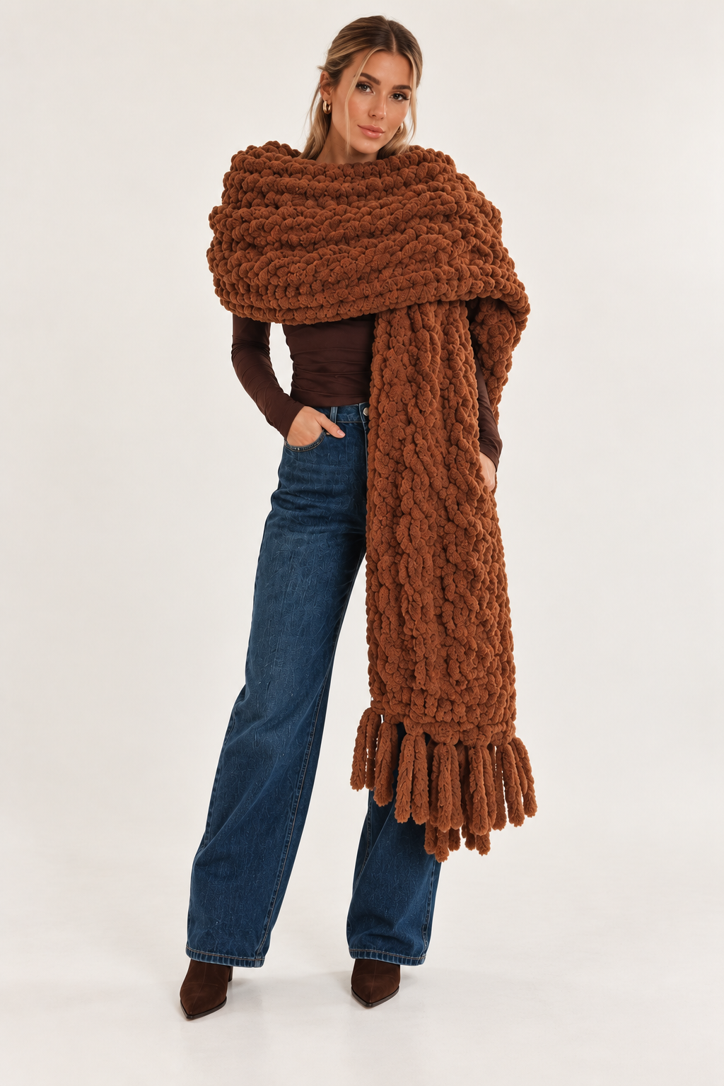 Handmade Homer Cable Knit Blanket Scarf