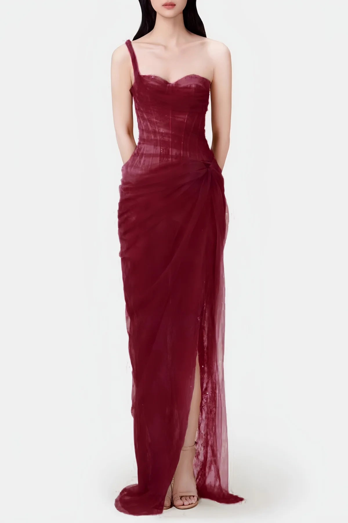 Mia Dress - Burgundy & Black