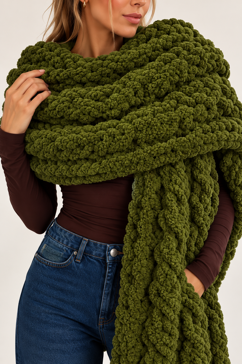 Handmade Homer Cable Knit Blanket Scarf