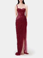 Mia Dress - Burgundy & Black